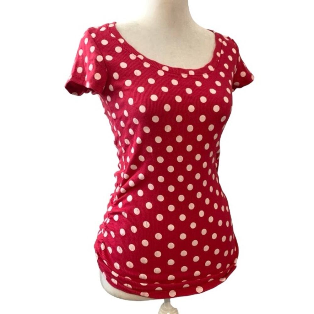 Lena Y2K Pink Polka Dot Lace-Back Tee